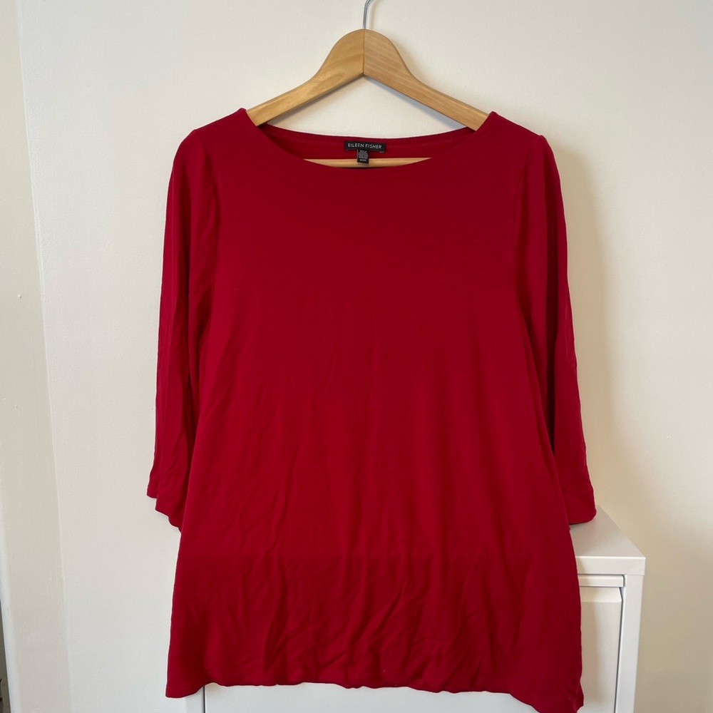 Eileen Fisher Vibrant Red Tunic Top